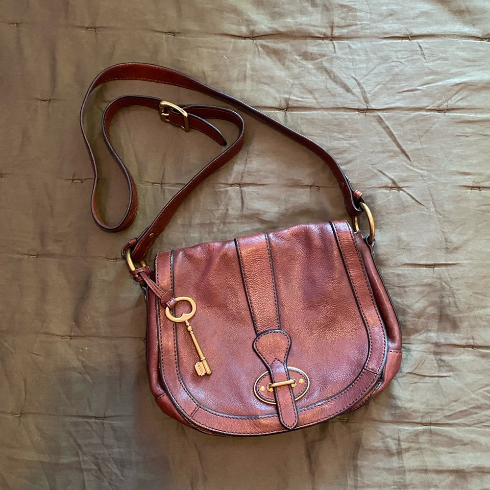 Vintage Fossil Brown Leather Crossbody Purse